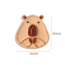 5pcs Mixed Style Velvet Capybara Patch, Cloth Decoration Applique For Clothing, Bags - Brown - View 4