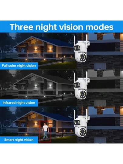 1pc 5G WIFI ,2MP+2MP Dual Len Wireless Outdoor Security Camera,Smart PTZ Home Surveillance Cameras 2.4/5Ghz Wifi,Indoor CCTV IP Cameras,Auto Tracking,Alarm Night Vision, Pan Tilt Rotation, Video Network Camera System Supports Two Way Audio view 4