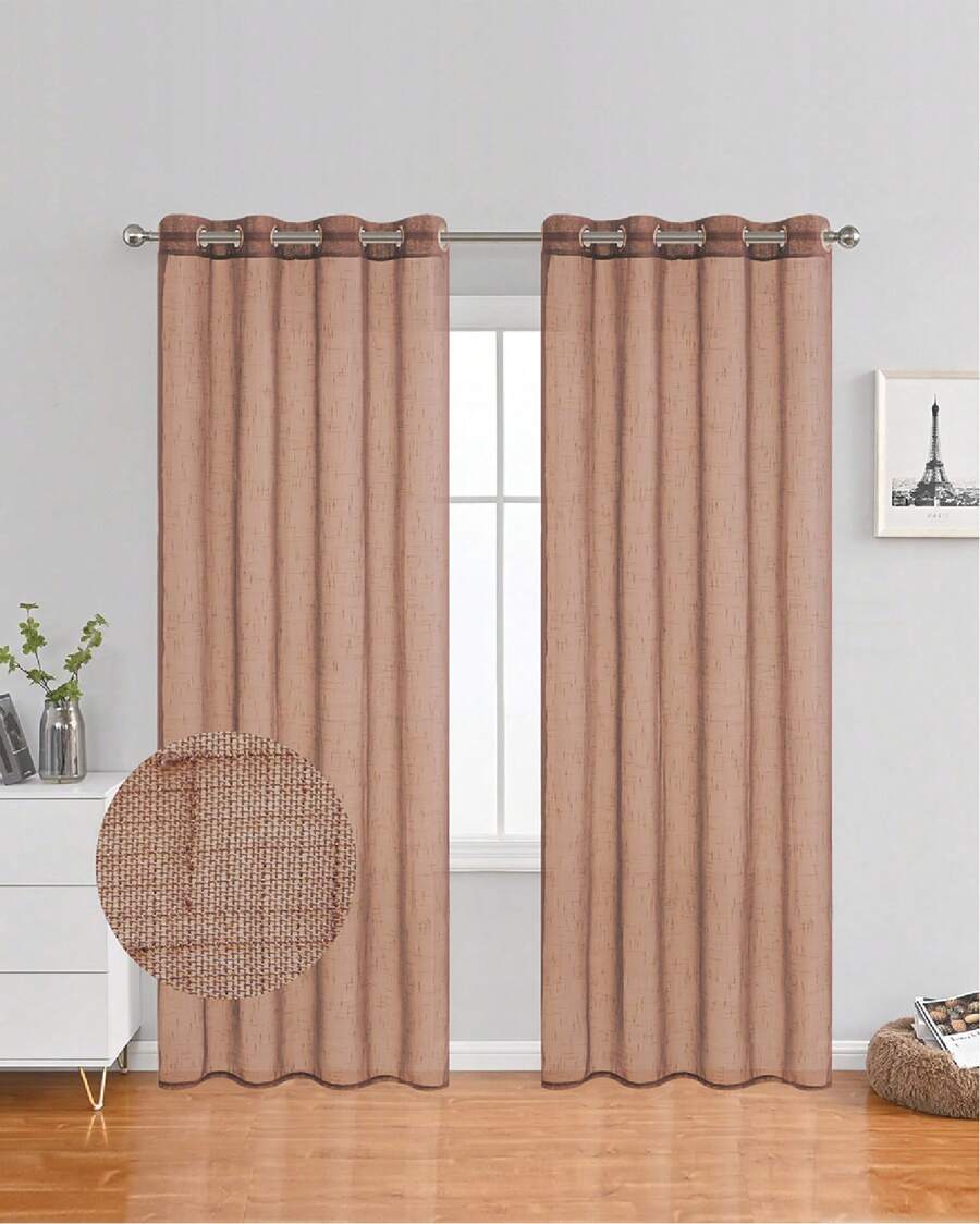 CORTINAS VELO TRANSPARENTE - CAFE CLARO - Ver 1
