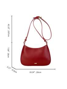 酒红色优雅简约便携式女士单肩包，迷你腋下包配有可调节长肩带，适合女孩/女士购物、约会、聚会、户外、商场、商务