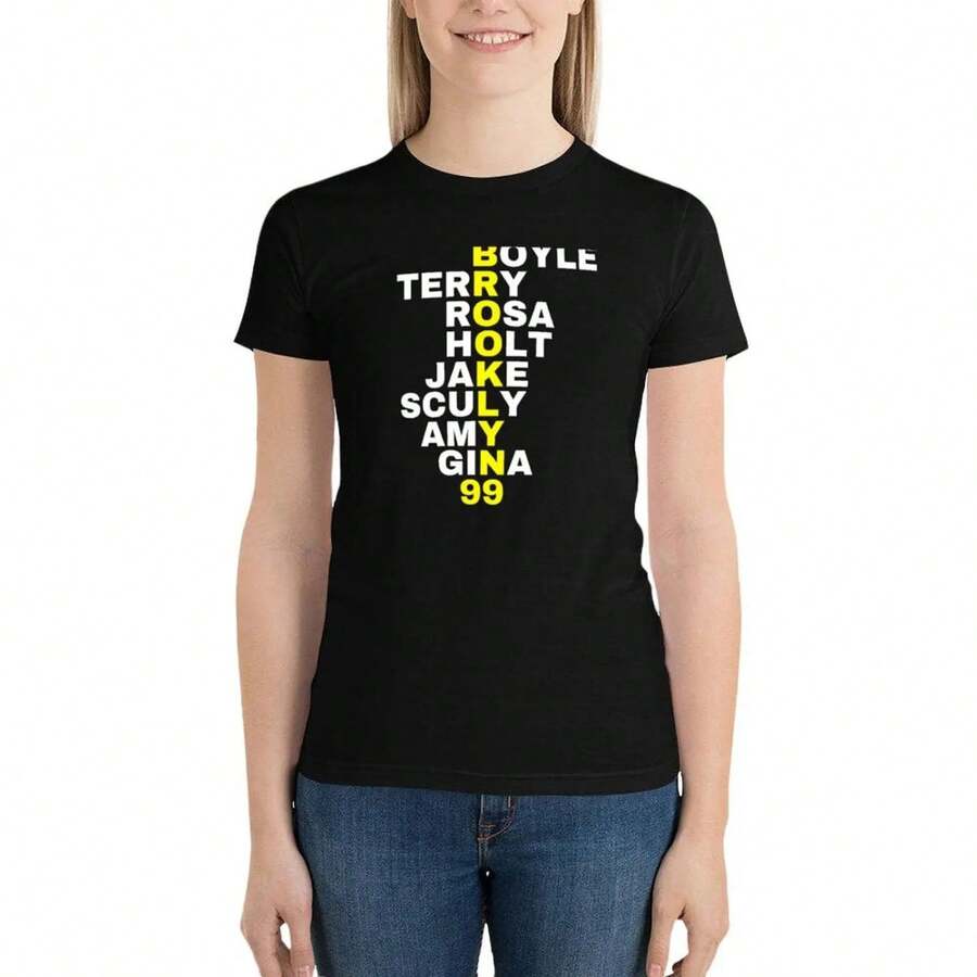 Brooklyn 99 Names T-Shirt Korean Fashion Female Clothing Anime Clothes T-Shirt Dress For Women Plus Size Y - Black - View 1