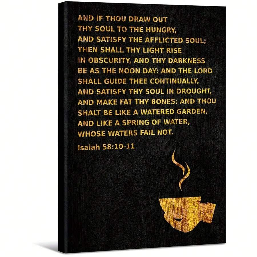 Biblical Quote About Helping Others And Spiritual Reward From Isaiah Large Wooden Framed Wall Art Home Decor Canvas Painting- For Bedroom, Bathroom, Living Room, Office, Kitchen, Holiday Gift- 1pc