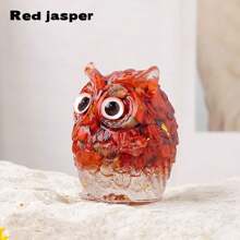 1 PIEZA Figura de buho hecha a mano de piedras de cristal natural, adorno de mesa de resina para decoración del hogar, coleccionables y regalos - Búho epoxi - Ver 15