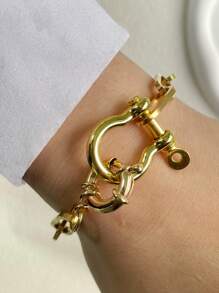 STYLEVER 1pc Gold Horseshoe Buckle Chain ,Carabiner Lock Clasp Chain,Gold Screw Clasp Link Chain ,Gold Horseshoe Buckle Chain,U-Shaped Buckle Bracelet,Colorful Horseshoe Bracelet