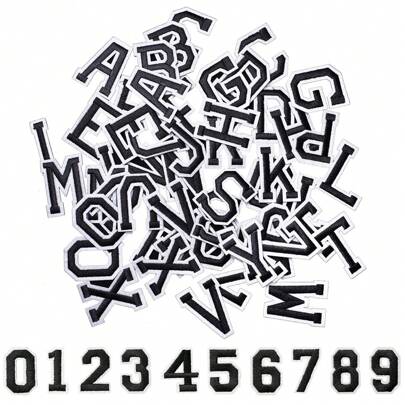 Iron on Letters and Numbers Patches, Black Alphabet Embroidered Patch A-Z, Numbers 0-9 Applique for Clothes, Dress, Hat, Socks, Jeans, DIY Accessories(Black)