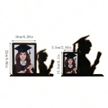 1pc Wooden Photo Frame With Stand, Home Desktop Decor For Girls Graduation Pictures Gifts Birthday - Multicolor - View 2