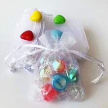 10/50/100pcs White Gift Packaging Bags, White Organza Candy Bags For Dinner Table, Various Festival Party Packaging Supplies, Holiday Home Goods, Wedding Party Gift Packaging