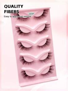 5对ENCHUW猫眼假睫毛，透明柔软黑色睫毛梗，3D自然假睫毛，蓬松柔软交叉卡通睫毛，精致自然睫毛嫁接妆容 - 黑色 - 查看 5