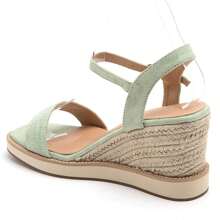 Wedge Sandal With Buckle Strap And Rhinestone Details - Green - View 3