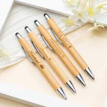 Custom Engraved Bamboo Pens, Personalized Ballpoint Pens With Name Logo, Metal Hooks Bamboo Shaft Stylus Ball Pens, , Black Ink Bulk Pens For Wedding Gift Favors For Guest Baby Shower For Women Men Teacher Gifts, Inspirational Bamboo Pen Thank You Wood Bamboo Pen, Employee Appreciation Motivational Quote Ballpoint Pen Back To School.