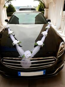 160cm White Rose Artificial Flower Decoration Set, DIY Bridal Car Front Decor, Gift For Wedding, Birthday, Graduation - Multicolor - View 6