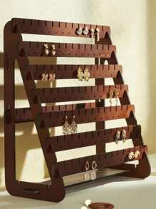 1pc Vintage Wooden Earring Holder, Simple Home Living Room Bedroom Desktop Display Decor
