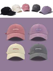1pc Vintage Versatile English Embroidered Casual Baseball Cap, Unisex Summer High Street Fashion