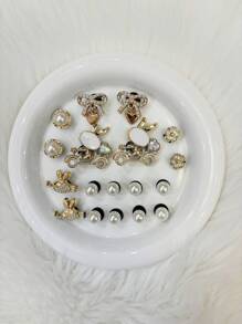 Nuevo accesorio de decoración de zapatos en forma de diamante, perla, corazón, bicicleta y conejo con diseño de gota de cristal, serie de conejos, 18 piezas extraíbles