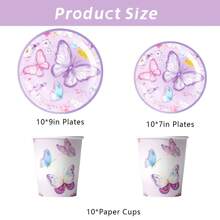 30 CHIẾC Đĩa giấy và khăn ăn hình hoa tím và bướm dùng cho tiệc mùa xuân, Bộ đồ ăn bằng giấy dùng một lần dùng để tráng miệng trang trí bàn tiệc sinh nhật mùa xuân - Nhiều màu - Xem 3