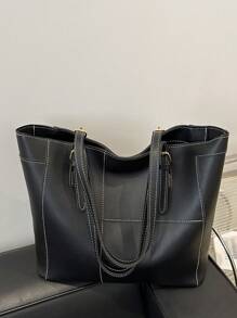 Fashionable Casual Foldable Tote Bag For Women, Large Capacity, Practical For Business, Celebrations, Gifts, Suitable For College Students - Black - View 9