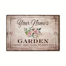 1pc Customized Metal Tin Sign, Your Message Makes Your Garden A Time Machine, Vintage Wall Art Decor, Suitable For Home, Farm, Garden, Backyard, 12" X 8" Gift For Friends And Family - Multicolor - View 3