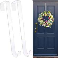 2 piezas de ganchos transparentes de 12"/15" para colgar coronas, colgadores de coronas sin rasguños para decoración de Pascua, letreros de bienvenida para interiores y exteriores
