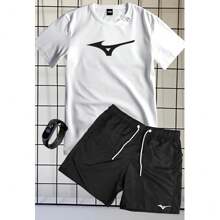 SET OF 100% COTTON SHIRT, SHORT SLEEVE, TACTEL SHORTS, MIZZU PRINT + FREE WATCH - Blanco - Ver 1