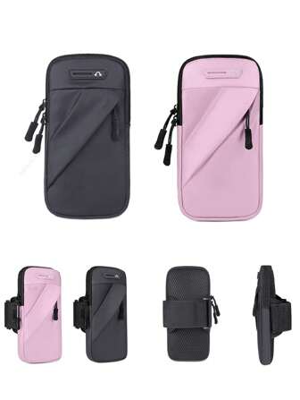 1 pieza Brazalete porta teléfono, Soporte para teléfono para deportes, Bolsillo para llaves y tarjetas, Bolso multiusos para cintura, Mini bolso deportivo, Con orificio para cable de auriculares, Tela reflectante e impermeable, Bolso para correr con bolsillo, Elegante bolso para la muñeca, Bolsa de equipo para exteriores, Funda para teléfono celular, Organizador de fitness, Compatible con iPhones y todos los teléfonos, para gimnasio, correr, caminar rápido, viajar, senderismo, andar en bicicleta