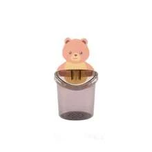 1pc Cartoon Bear Bathroom Organizer Rack, No-Drill Toothbrush Toothpaste Holder Wall Shelf