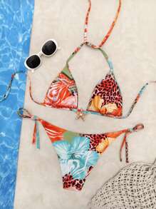 Set de 2 piezas de traje de baño con diseños de estampado de leopardo, flor y estrella de mar decorativo personalizado. Color elegido al azar. Incluye relleno extraíble. Adecuado para vestidos de verano, ropa de verano, festivales, faldas, outfits de Ibiza, trajes de baño de mujer, conjuntos de bikinis, disfraces de baño de mujer, ropa de playa, conjuntos de vacaciones, vestidos de playa, bikinis para mujeres, trajes de baño