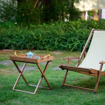 HYNAWIN Portable Side Table,Folding Bamboo Breakfast And Snack Tray Table With Handle,Portable Camping Table Outdoor,Foldable Compact Coffee And Side Table For Living Room, Bedroom