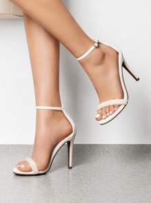 Women Sexy High Heel Sandals With Open Toe, Ankle Strap And Stiletto Heels For Prom, Party, Wedding - 白色珍珠 - 查看 4