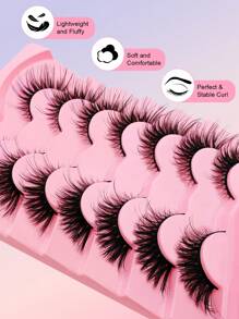 7 对全假睫毛 18 毫米狐狸睫毛纤细睫毛猫眼睫毛蓬松仿貂皮睫毛条自然假睫毛包