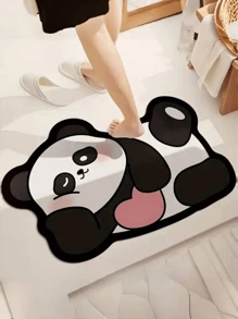 1pc Cute Panda Bathroom Mat, Quick Dry Water Absorbent Non-Slip Diatomaceous Earth Mat, Bathroom Decoration, Shower Mat, Easy To Clean, Suitable For Bathroom, Kitchen, Entryway, Etc., Universal Holiday Decoration