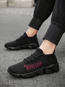 情侣系带运动鞋 - 男女通用轻便透气鞋面运动步行鞋 - 防滑防臭 - 酒紅色 - 查看 4