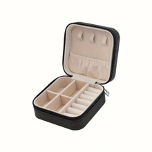 1pc Travel PU Leather Jewelry Box, Multi-Functional Jewelry/Cosmetic Storage Box For Rings, Earrings, Necklaces, Makeup, Jewelry Display Back To School