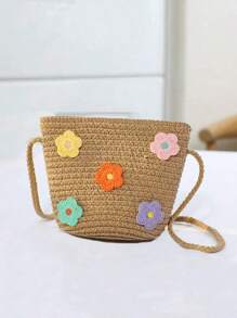 1 Piece Of Children's Mini Cute Beach Straw Bag, Small Daisy Shoulder Crossbody Bag, Children's Sundries Storage Bag. - Multicolor - View 12