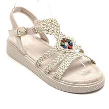 Damen Plateau-Sandalen mit Schnallenverschluss, geeignet für den Alltag Outfit - Beige - Übersicht 1