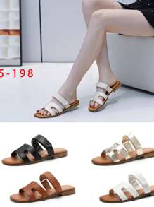 Sandalias planas casuales, versátiles y sencillas para el verano - Beis - Ver 2