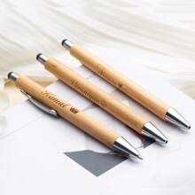 Custom Engraved Bamboo Pens, Personalized Ballpoint Pens With Name Logo, Metal Hooks Bamboo Shaft Stylus Ball Pens, , Black Ink Bulk Pens For Wedding Gift Favors For Guest Baby Shower For Women Men Teacher Gifts, Inspirational Bamboo Pen Thank You Wood Bamboo Pen, Employee Appreciation Motivational Quote Ballpoint Pen Back To School.