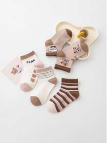 5 双 Brown Bear 儿童袜子，网眼薄款中筒卡通袜子，适合男孩和女孩，幼儿/婴儿袜子，春/夏 - 彩色 - 查看 4