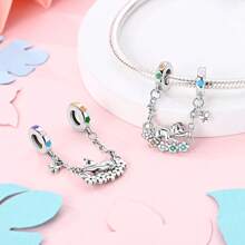 1 件闪亮招财猫可爱懒散摇摆猫吊坠饰品适合原创手链项链 DIY 珠宝制作串珠银色珠子生日礼物女士女孩