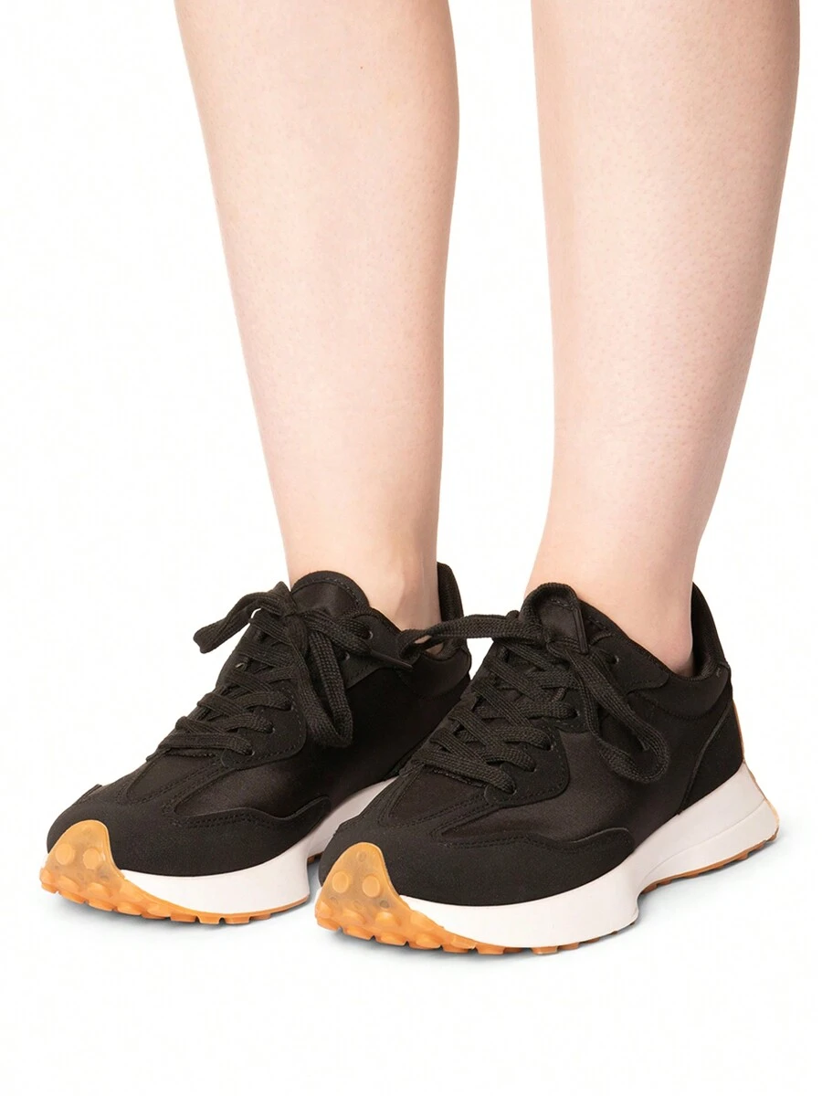 Truffle Collection Women's Wedge Sneakers In Black Polyurethane - Size UK 3-8 / EU 36-41 / US 5-10 - Shipped Directly From The UK- Delivery In 3-5 Days! - Ladies Lace-Up Summer Trainers For Casual And Everyday Wear - Comfortable, Modern Wedge Shoes For Sporty Or Urban Style
