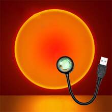 Sunset Glow LED Projection Lamp - USB Powered, 360° Rotatable, Perfect For Home Decor, Bedroom Ambiance, And Party Photography - Black - View 13
