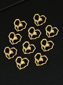 10 件不对称心形镂空玫瑰压花金属纽扣，适用于开衫、连衣裙、外套、毛衣、上衣、夹克，多功能装饰手工缝制纽扣，DIY 盒装礼品工艺配件 - 彩色 - 查看 9