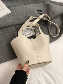 Women's Retro Casual Versatile Solid Color Bucket Bag, Suitable For Commuting, Daily Dates And Work, Fashionable Handbag