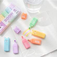 1set,Mini Highlighter,Tiny Markers With Fluorescent Colors Bear Shaped Highlighter,Macaroon Colour Pens,Color Marker, Ledger Pen, Back To School, School Supplies, Cute Kawaii Stationery, Colors For School, Markers, Stationery, Writing Pens, Colored Markers