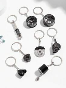 1 件/8 件汽车爱好者钥匙扣、手动变速杆、刹车盘、头盔、转子、轮毂、涡轮增压器、刹车盘钥匙扣 - 彩色 - 查看 1