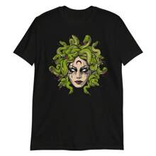 Medusa T-Shirt, Greek Mythology Shirt, Greek Goddess Tee, Medusa Clothing, Medusa Clothes, Greek Goddess Outfit, Medusa Apparel, Medusa Gift - 黑色 - 查看 1