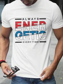 EWH Original Men's T-Shirt Short Sleeve Letter Printed Street Men's Round Neck Summer Casual Top - White - View 1