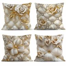 4 Stücke Kissen Bezug Set im Bohemian Stil mit Blumen Muster