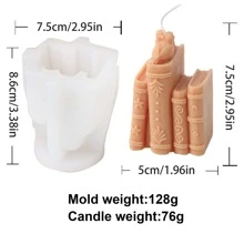 1pc Creative Vintage Book Frame Candle Mold DIY Handmade Book Silicone Mold Set For Resin Concrete Cement Gypsum Making Home Decor - White - View 12
