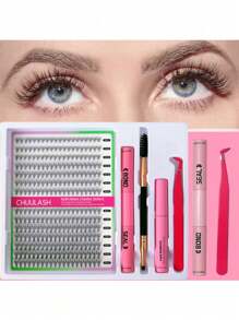 280/168 件 8-16 毫米 DIY 睫毛延长混合款式睫毛簇单独配有粘合剂和密封剂去除镊子睫毛刷用于自行化妆 - 黑色 - 查看 29