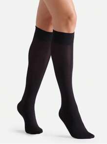 1 Pair Solid Color Calf-Length Socks, Fashion Simple And Elastic, Spring/Summer